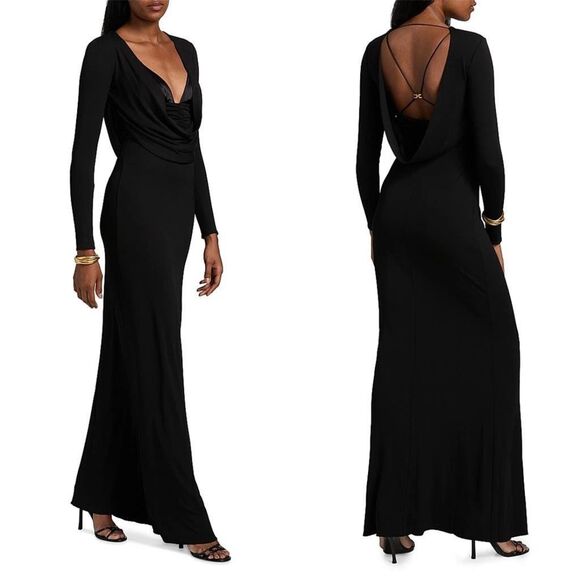Elisabetta Franchi Red Carpet Crêpe Jersey Column Gown IT42/US6 $860 - Picture 2 of 12